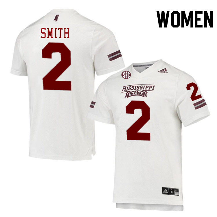 Women #2 Isaac Smith Mississippi State Bulldogs College Football Jerseys Stitched-White